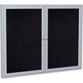 Ghent Ghent Enclosed Bulletin Board, 2 Door, 48"W x 36"H, Black Recycled Rubber/Silver Frame PA23648TR-BK